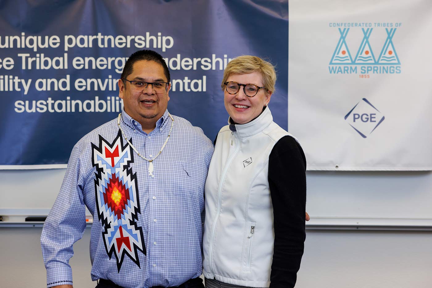 Jonathan Smith and Maria Pope at the transmission partnership celebration in Madras