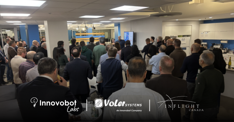 Guests gathered in Innovobot’s Montreal offices to celebrate the Voler Systems and Inflight Canada acquisitions