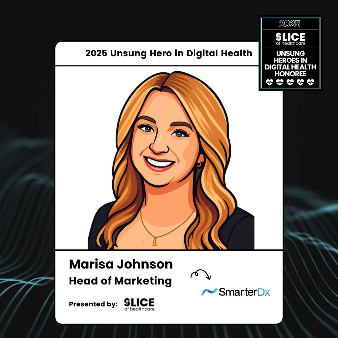 Illustrated 2025 Unsung Heroes in Digital Health recognition card for Marisa Johnson