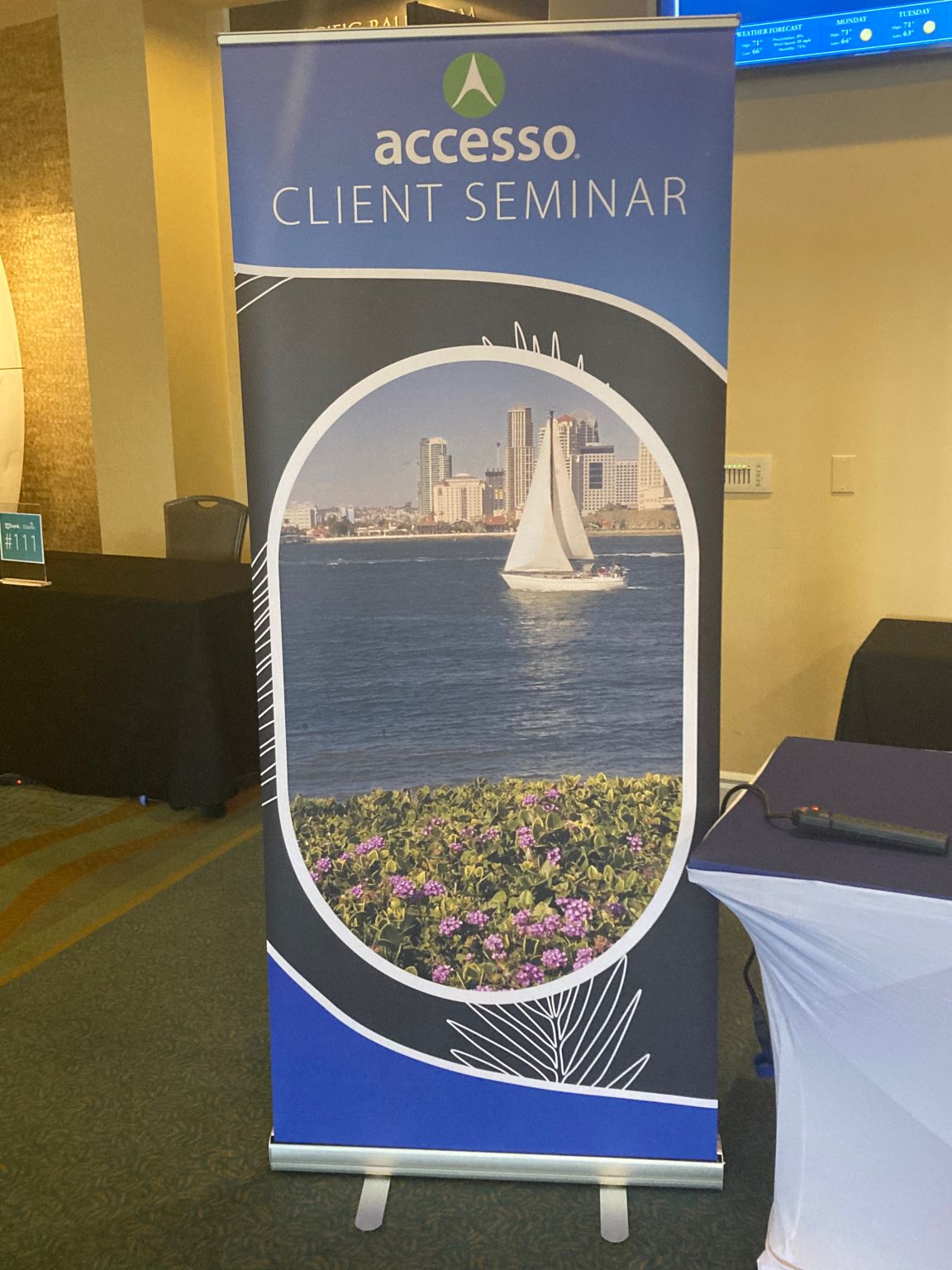Accesso client seminar sign pictured in a DataWorks company post