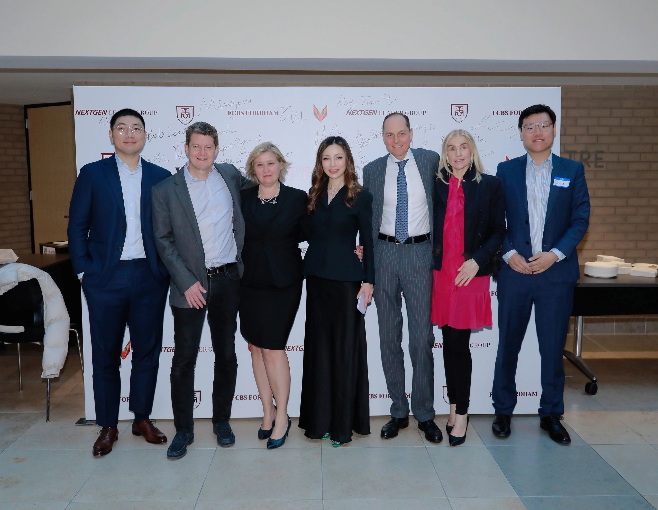 Mark Sanor, second from left, standing with six other participants at a Fordham Nextgen Leader Group gathering