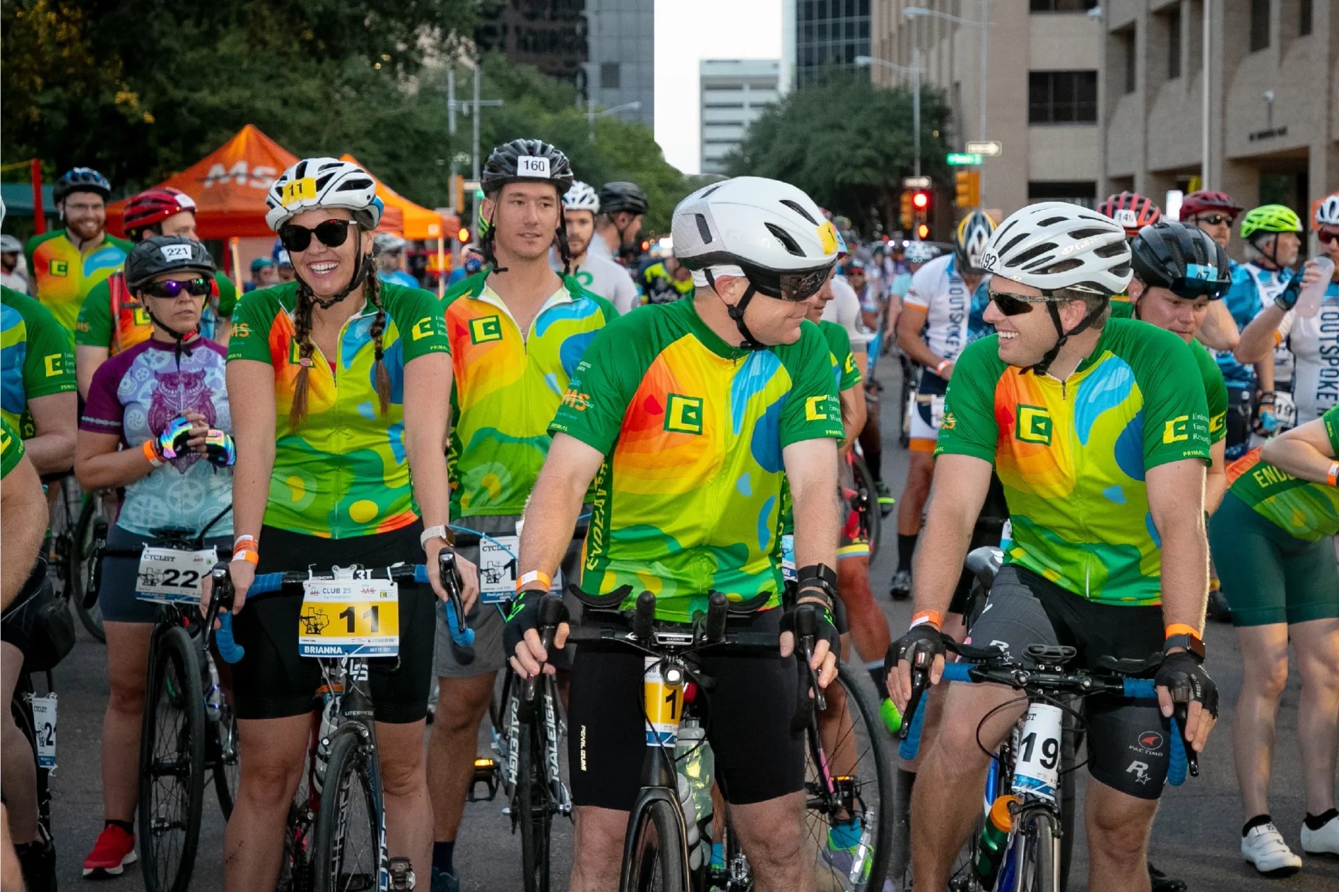 Endeavor Energy employees riding bicycles during a wellness event