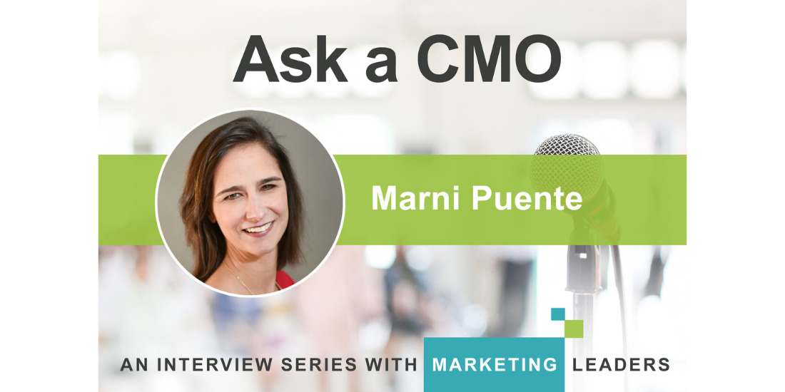 Ask a CMO interview graphic featuring Marni Puente