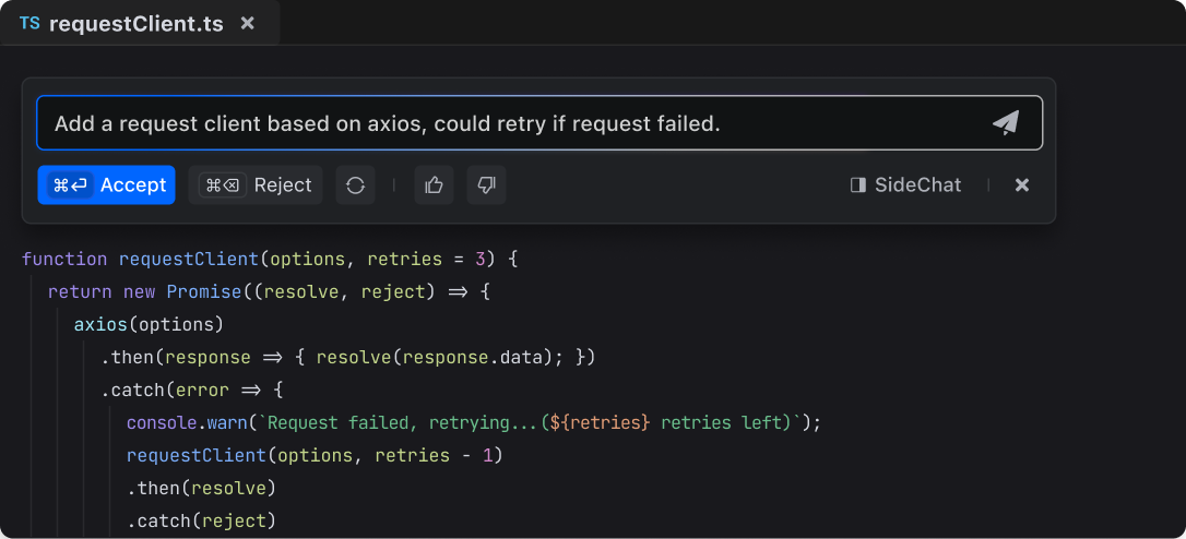 MarsCode natural-language code generation interface