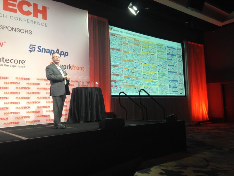 Scott Brinker onstage at the 2016 MarTech conference