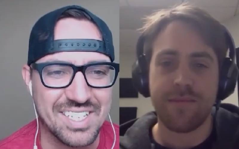 Bronson Taylor, left, and Martijn Theuwissen, right, speaking in a remote video interview