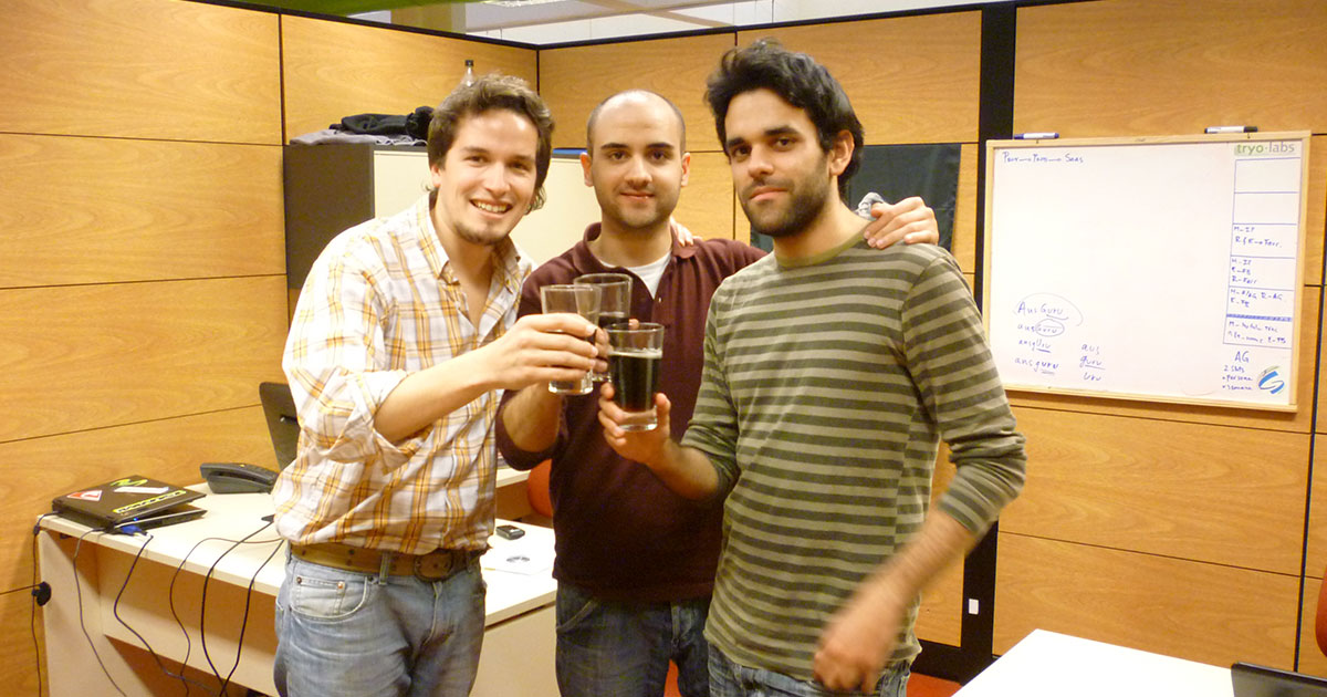 Tryolabs founders Martín Alcalá Rubí, Raúl Garreta, and Ernesto Rodríguez Di Paolo together in 2009