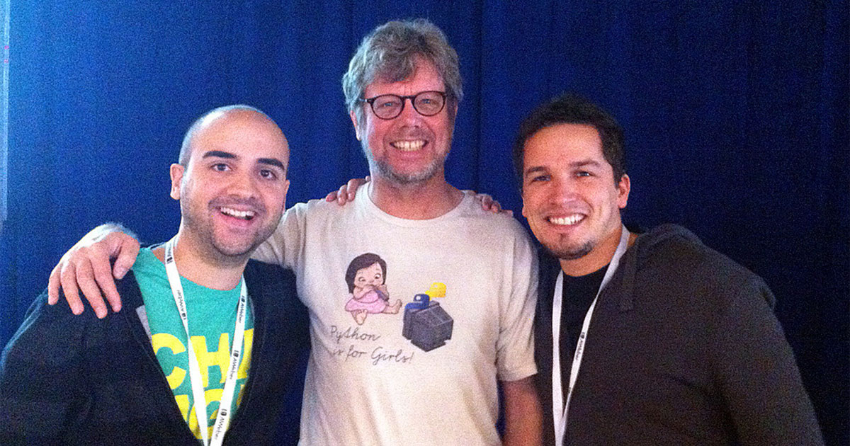 Raúl Garreta, Python creator Guido van Rossum, and Martín Alcalá Rubí at PyCon 2013