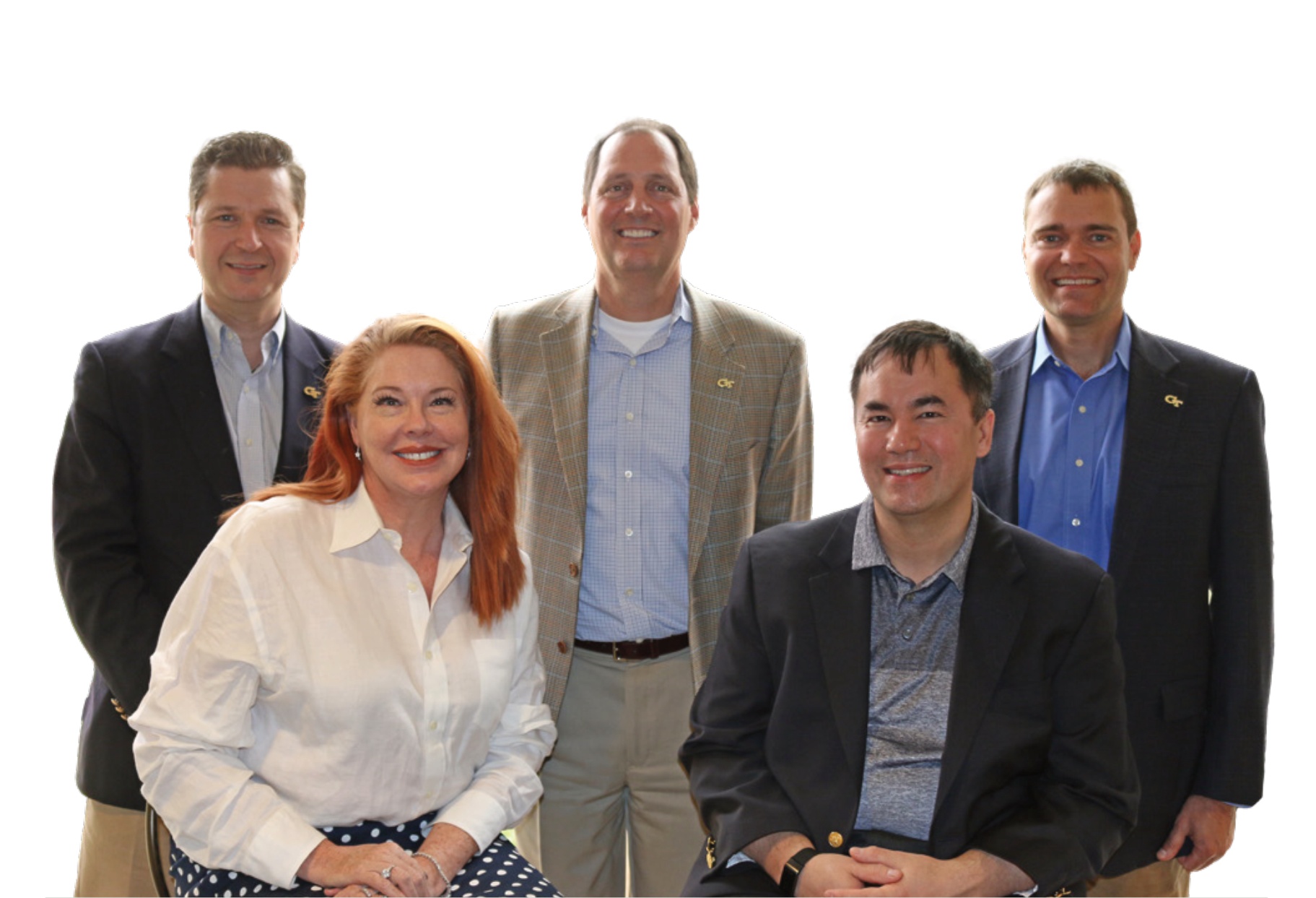 Five Georgia Tech advisory board members, including Marty Young seated at the front right