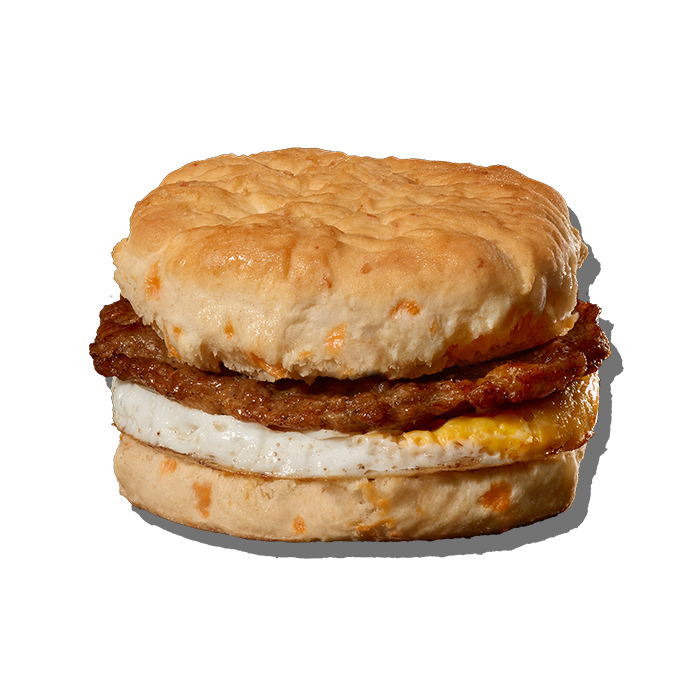 Mason Dixie biscuit breakfast sandwich with sausage and egg