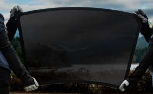Miru compound-curved electrochromic sunroof prototype in its tinted state