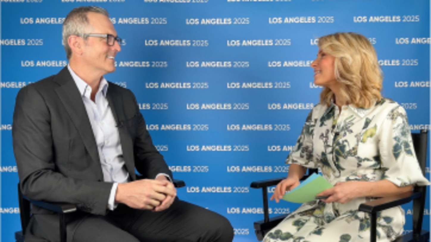 Matt Brown speaking with an interviewer at the Milken Institute Global Conference in Los Angeles in 2025