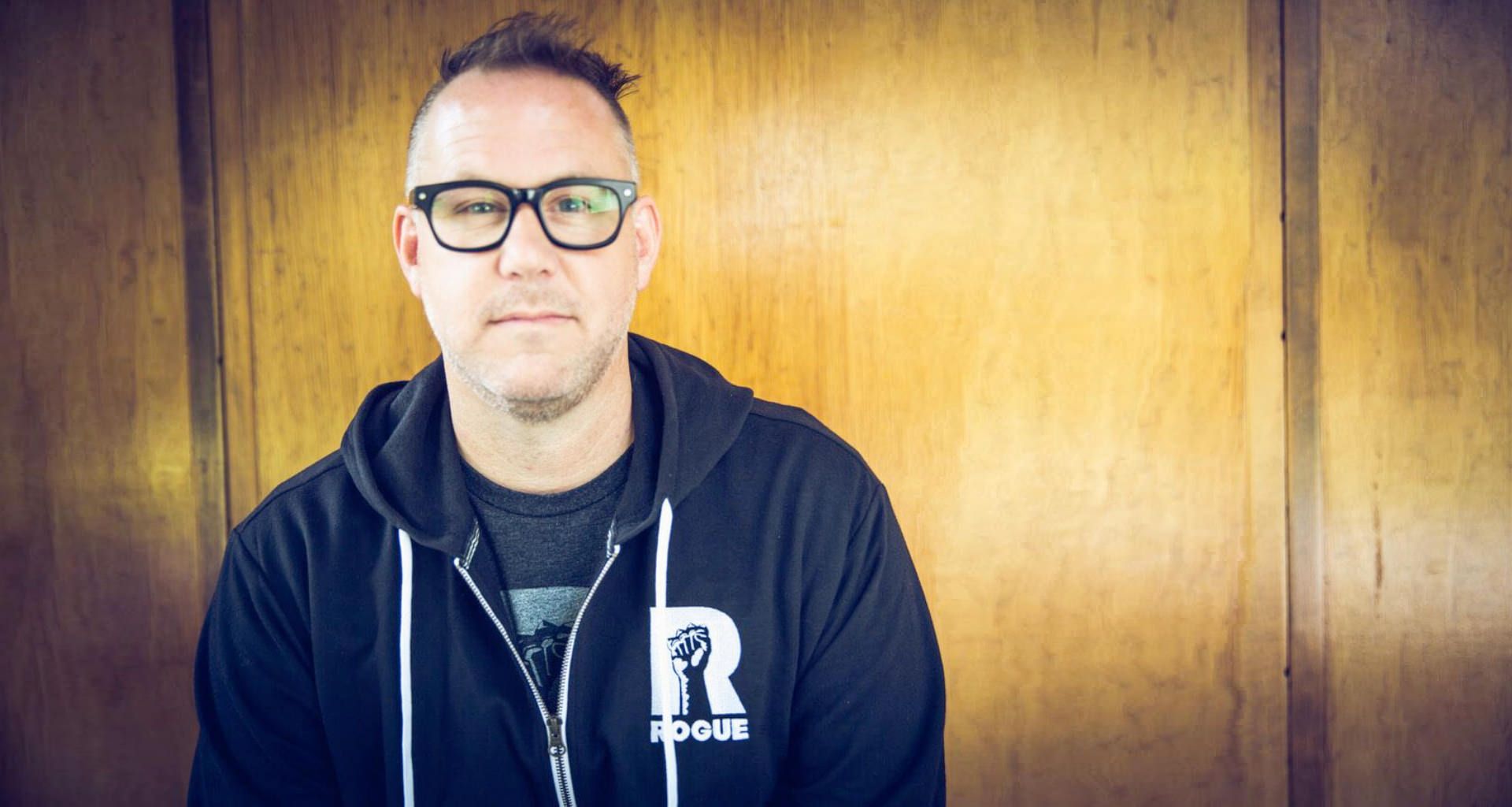 Matt Casamassina seated in a Rogue Games hoodie during an interview
