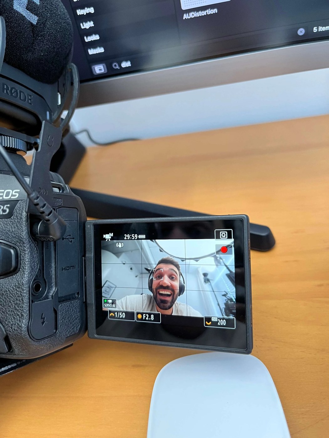 Matt D'Avella appears on the flip screen of his filmmaking camera