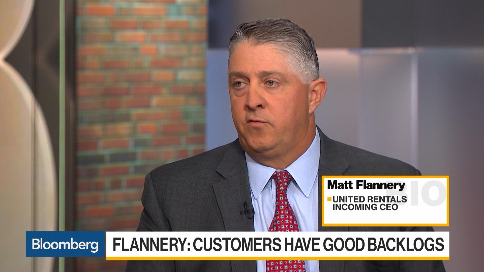 Matt Flannery discussing United Rentals in a Bloomberg television interview in February 2019