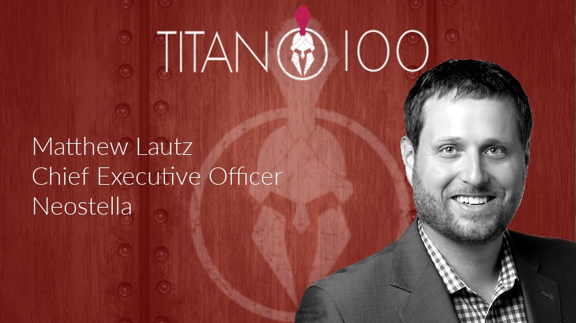 Titan 100 recognition graphic showing Matthew Lautz in a suit