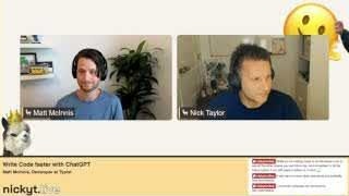 Matt McInnis, left, and Nick Taylor, right, talking during their June 2023 coding livestream