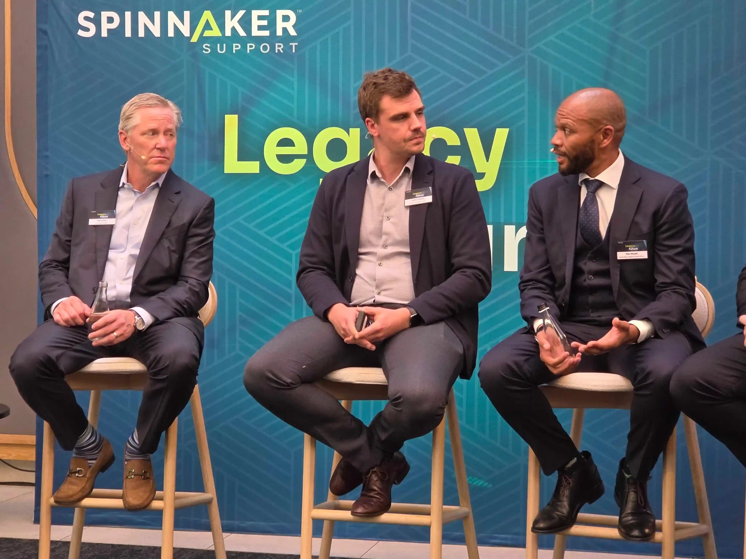 Matt Stava, Gerrit Duminy and Teko Mojaki seated at Spinnaker’s South African launch