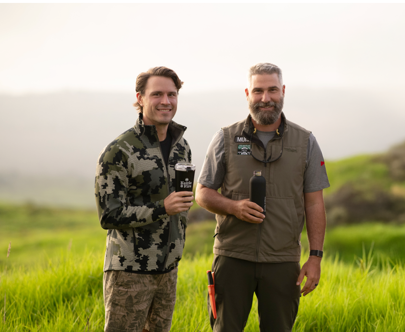 Maui Nui and Kettle and Fire team members standing together in a Maui field