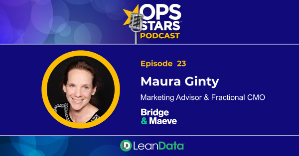 OpsStars podcast artwork featuring Maura Ginty as a marketing adviser and fractional CMO