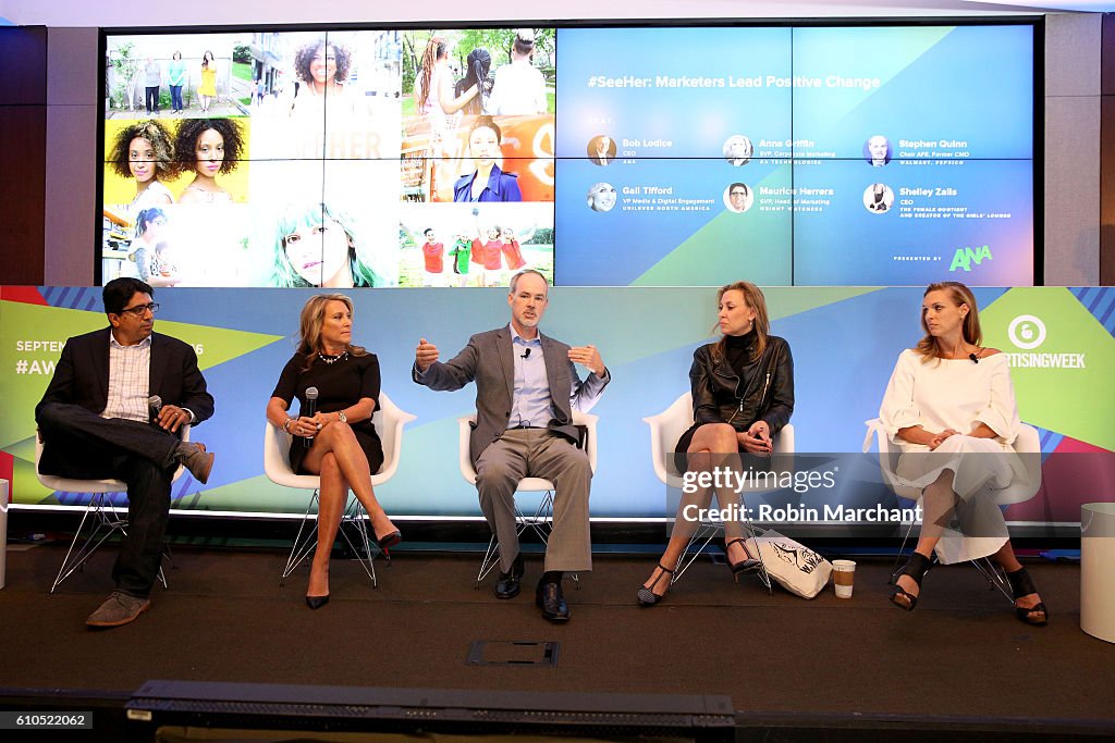 Maurice Herrera, seated at far left, joins a panel at Advertising Week New York in 2016