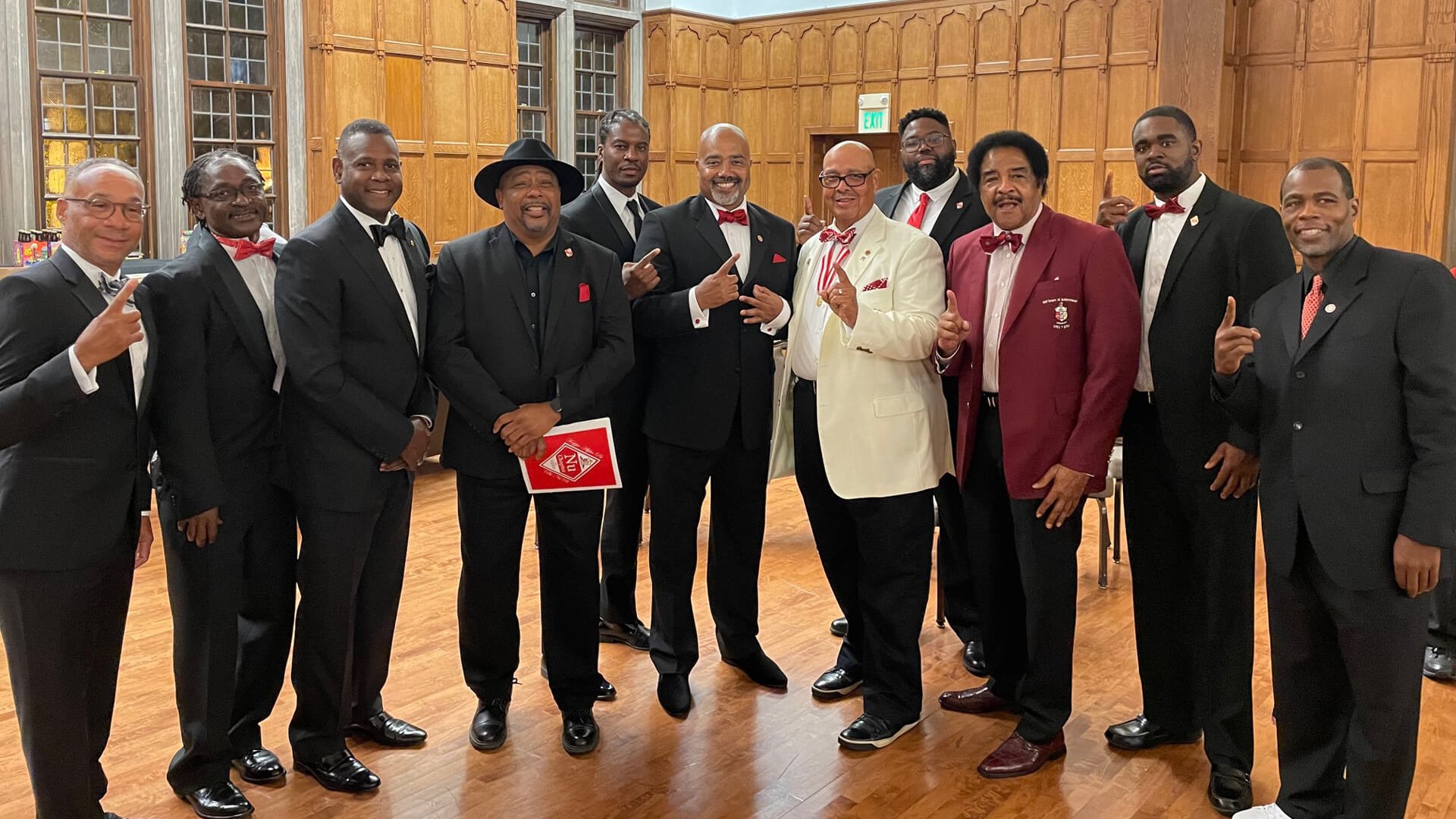 Maurice Markey, third from left, with fellow Kappa Alpha Psi members at the Purdue Memorial Union