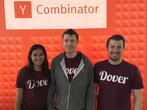 Dover co-founders Anvisha Pai, Max Kolysh and George Carollo standing together at Y Combinator