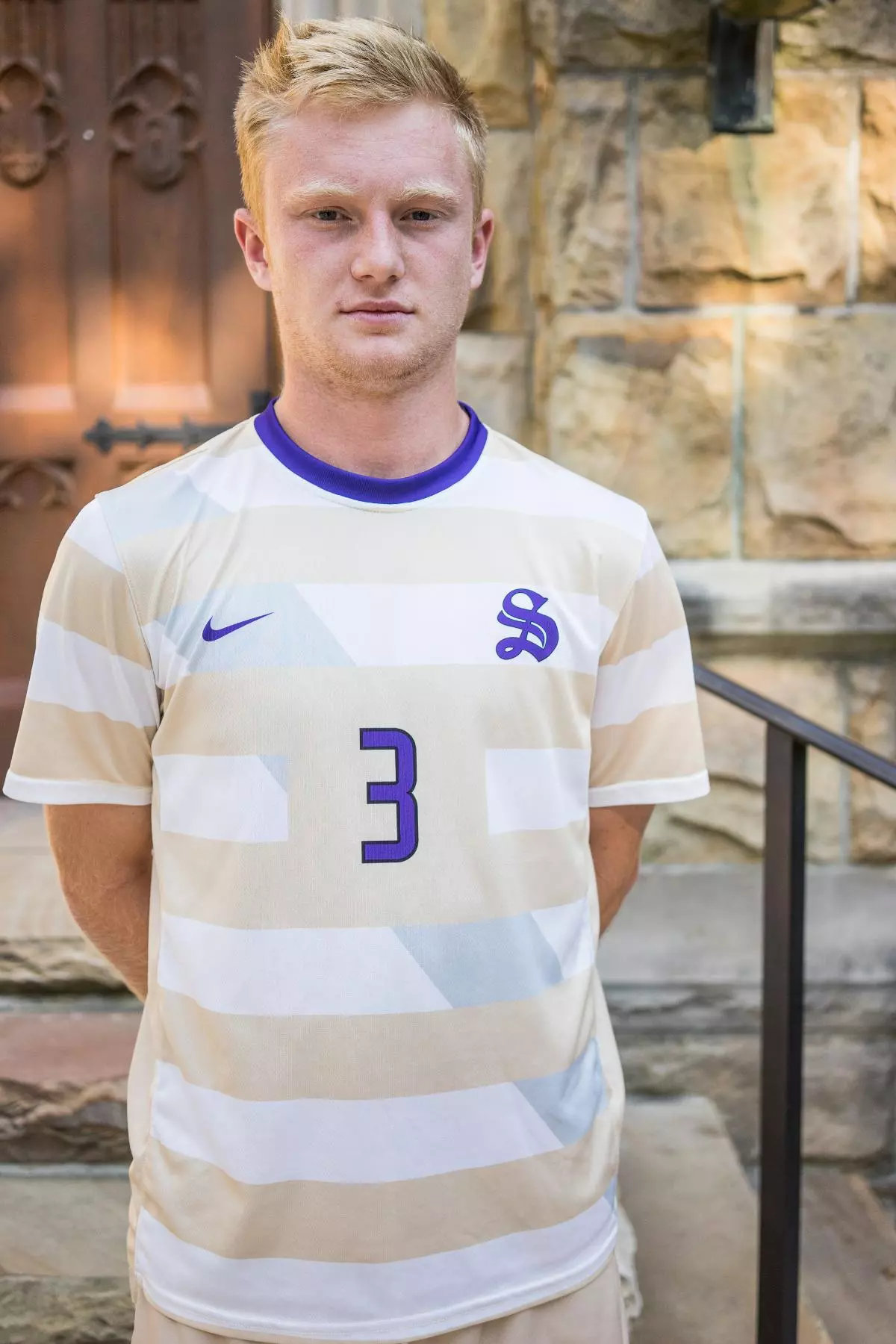 Max Hawes in his number three Sewanee soccer jersey