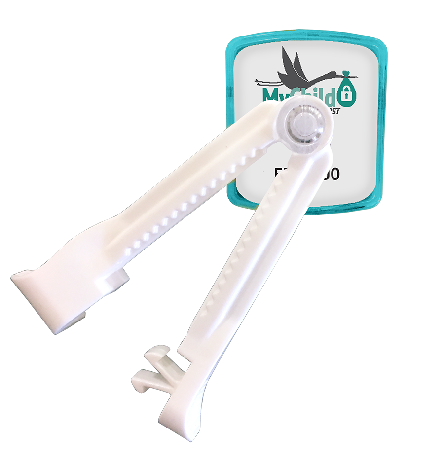 MyChild security tag fitted to an umbilical cord clamp