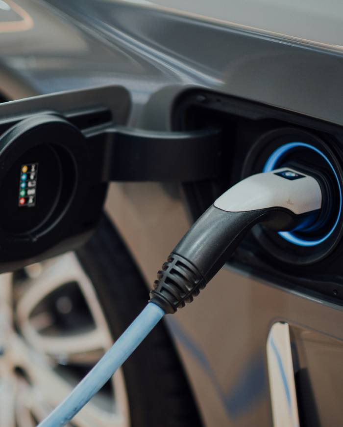 Close view of an electric vehicle charging connector