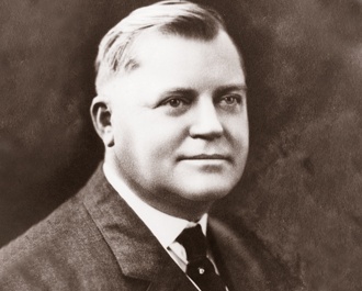 Historical portrait of Mechanics Bank founder E.M. Downer