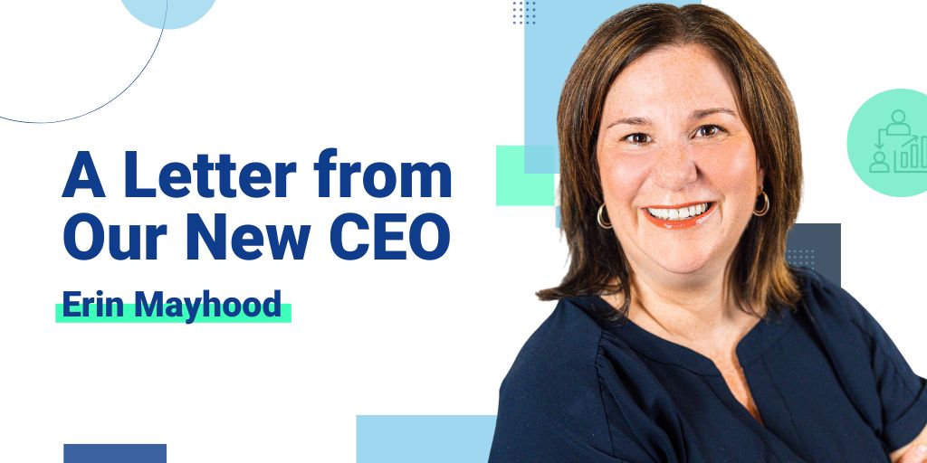 Erin Mayhood pictured in Mentor Collective’s official new CEO letter graphic
