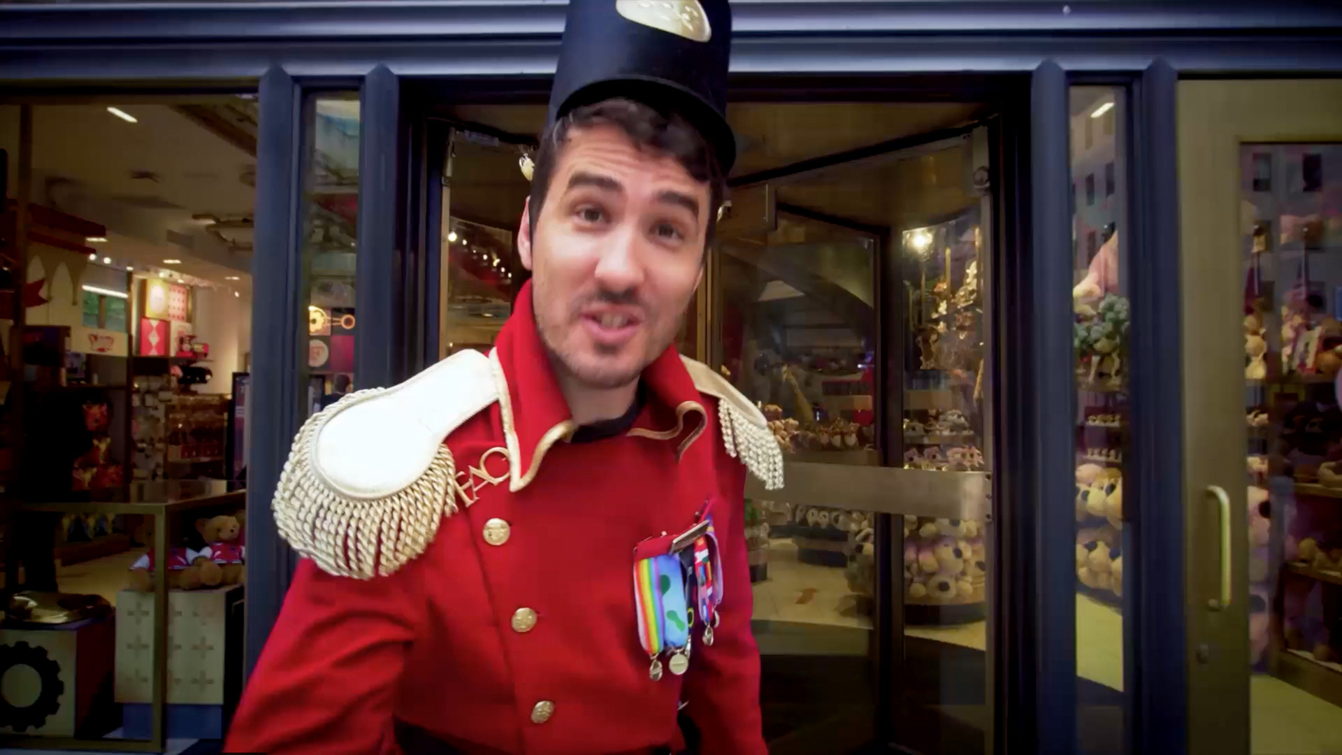 FAO Schwarz toy soldier greeter at the store entrance