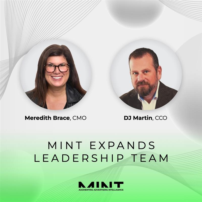MINT leadership announcement showing Meredith Brace, chief marketing officer, and DJ Martin, chief commercial officer