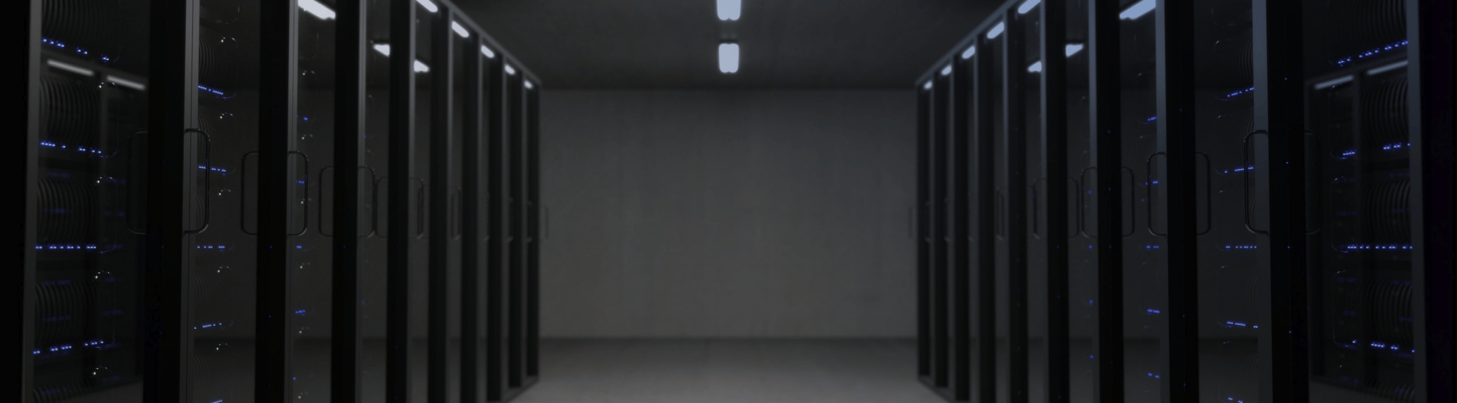 An illustrative aisle of server racks from Meridian’s IBM Power service page
