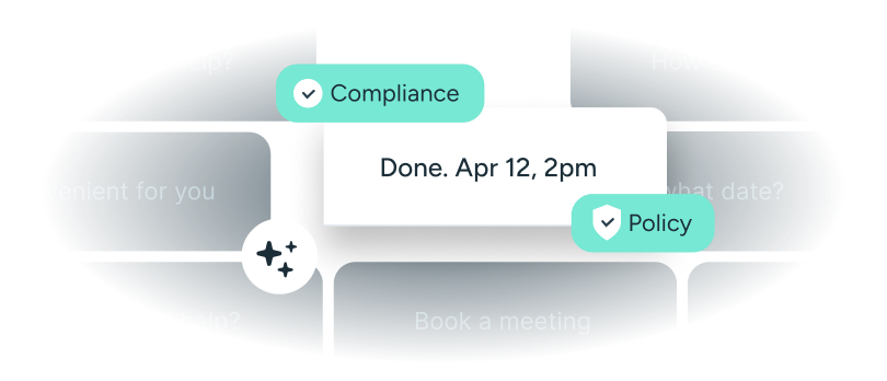 Mesh illustration showing a compliance and policy check attached to a calendar event