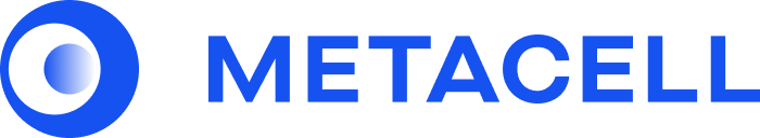 MetaCell company logo - a cell and its nucleus in electric blue