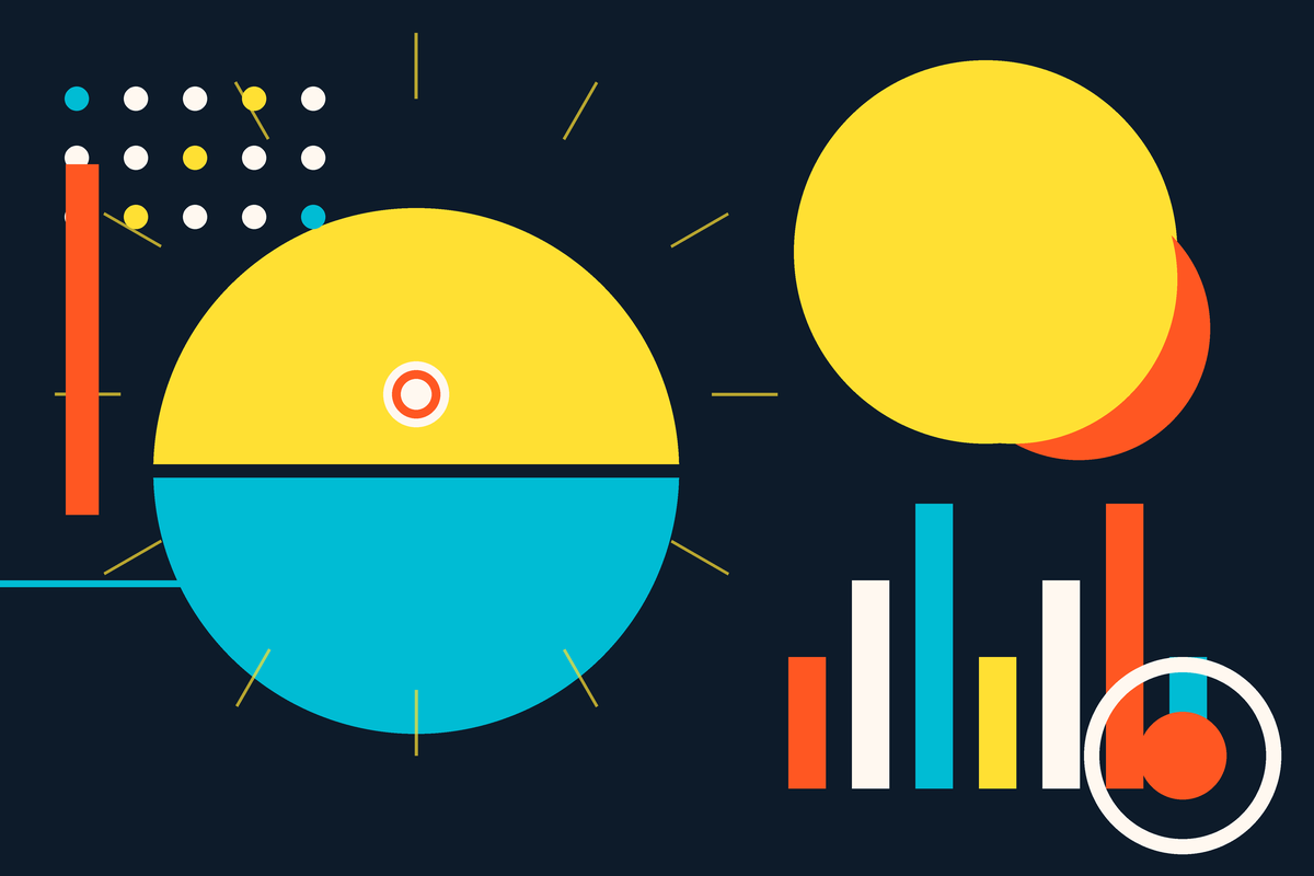 Swiss-style graphic showing an unboxing sphere, collectible dots, and a brand lineup in MGA's palette