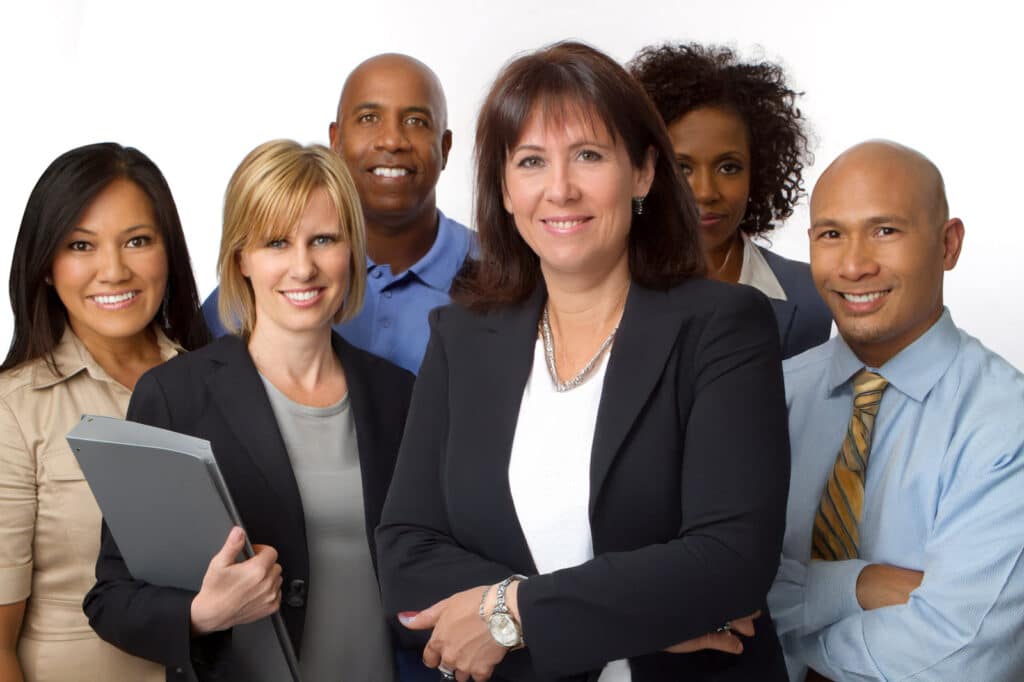 Illustrative group photograph of office professionals used on MHK’s website