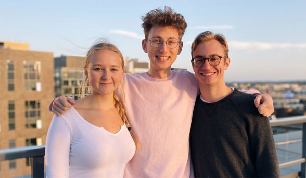 Arist co-founders Maxine Anderson, Michael Ioffe and Ryan Laverty standing together outdoors