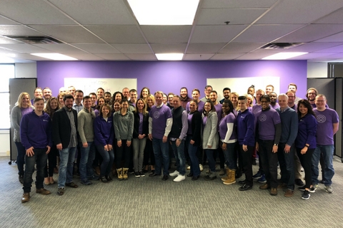 SmarterHQ employees gathered for a group photograph during Mayor Hogsett’s visit