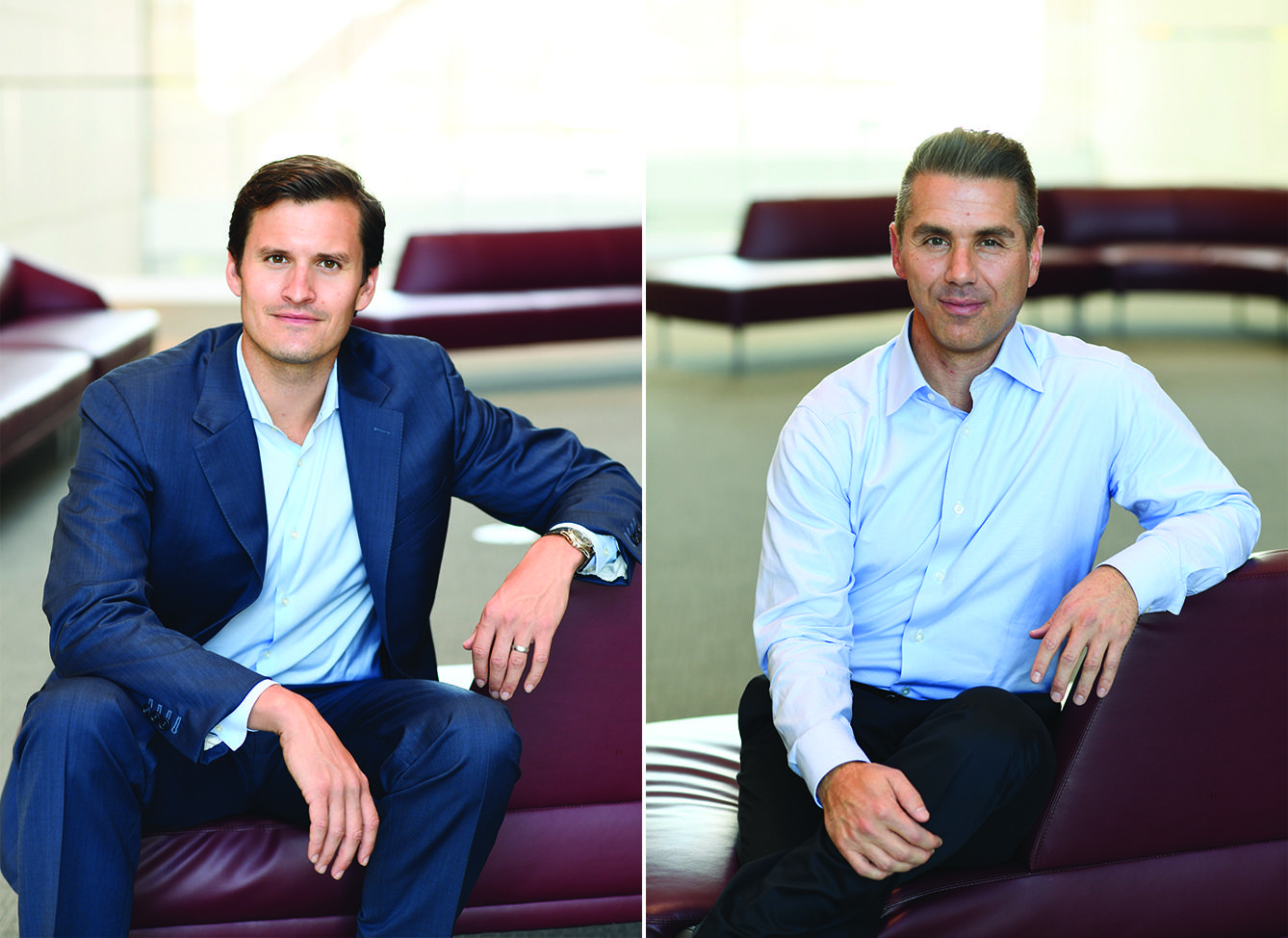 Assurance co-founders Michael Paulus, left, and Michael Rowell, right, seated in an office