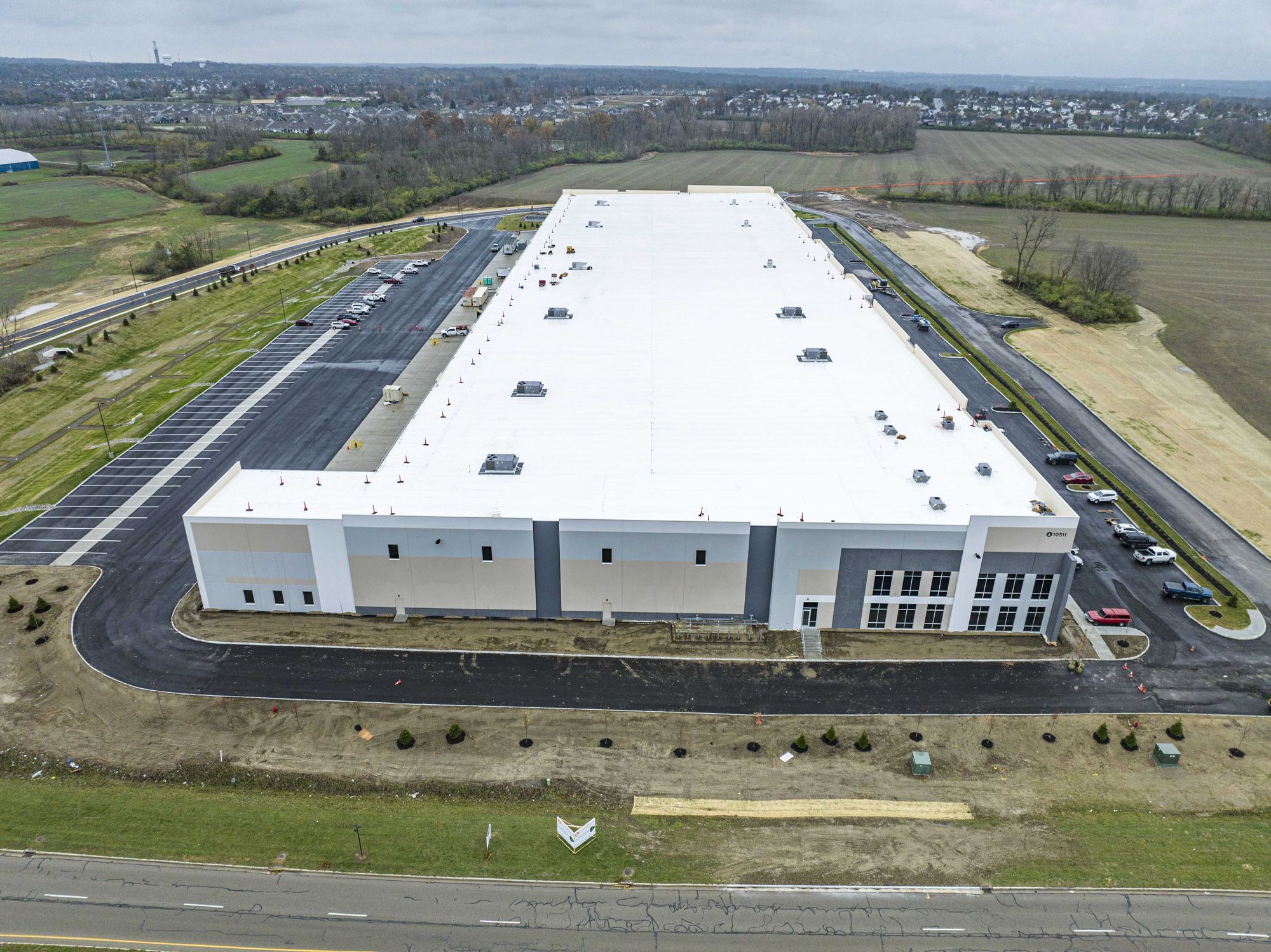 Aerial view of Accelevation's large manufacturing facility in Miamisburg, Ohio