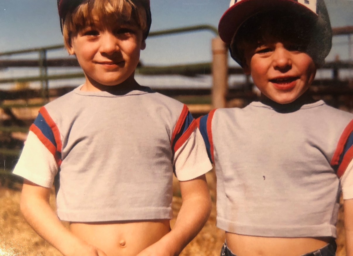 Mike Wystrach and a sibling as children on their family's Arizona ranch