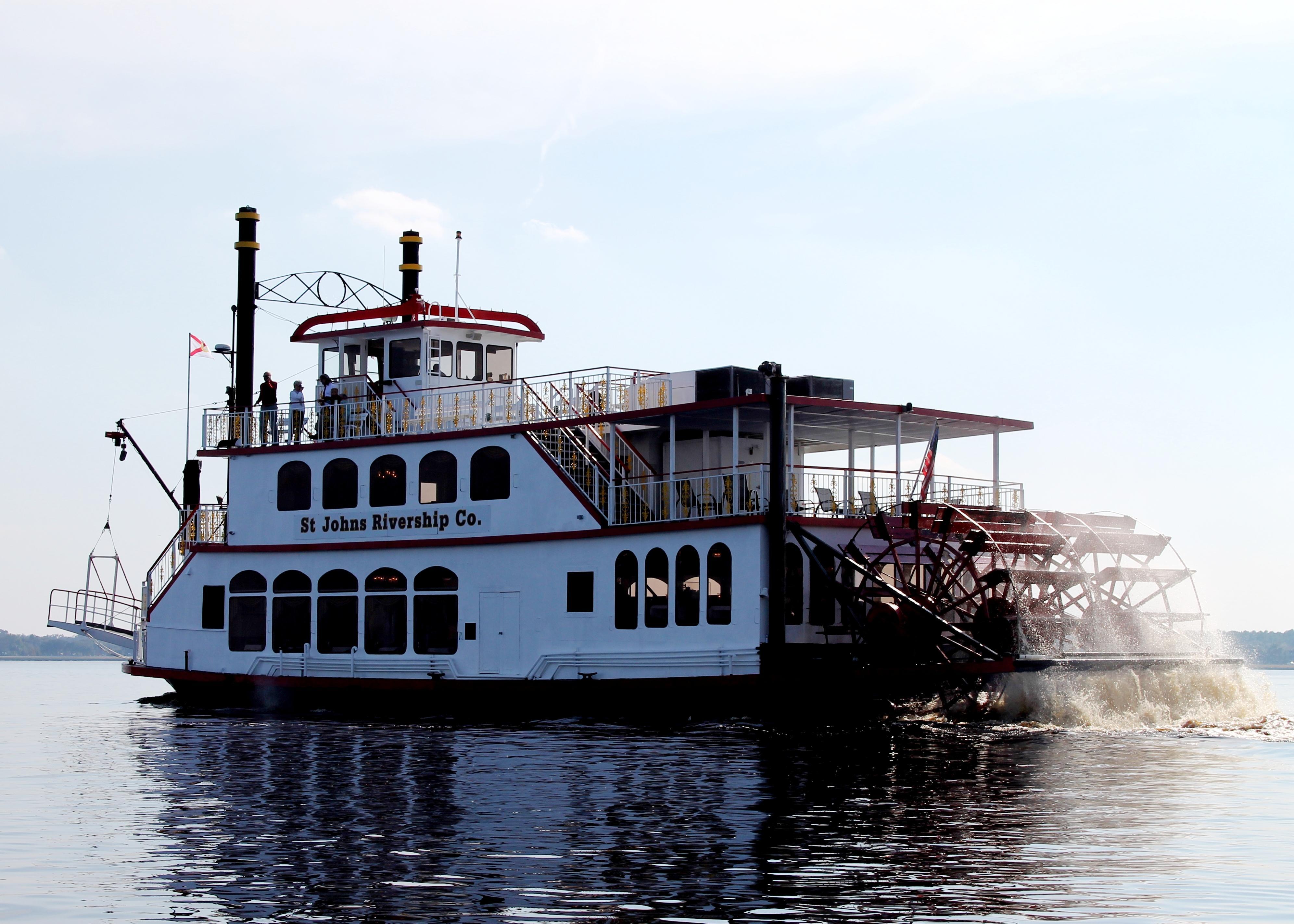 Side view of the Barbara Lee riverboat on the water