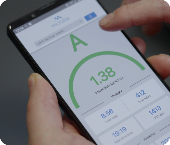 Microlise driver performance app displayed on mobile phones