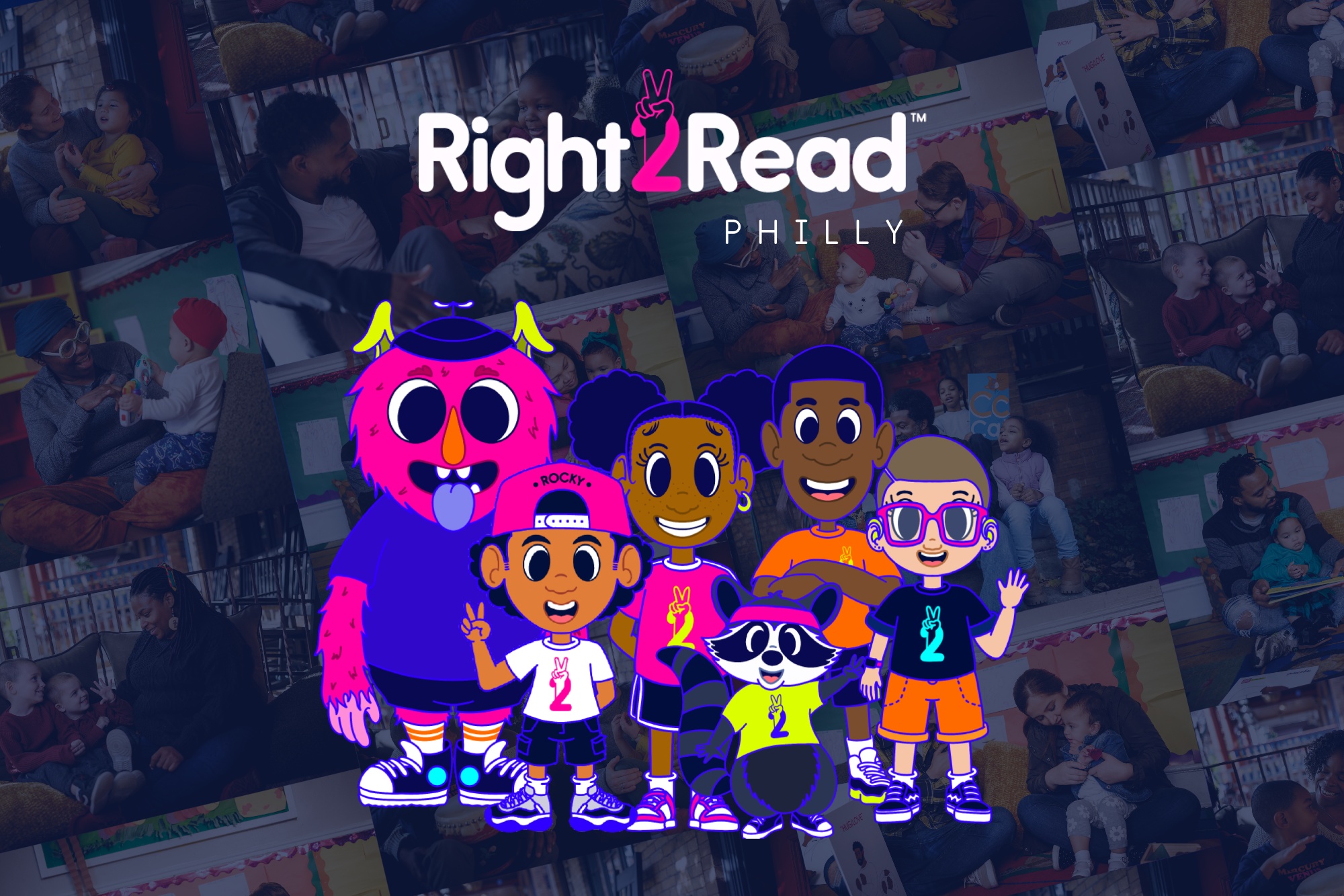 Right2ReadPhilly campaign participants and colorful literacy materials