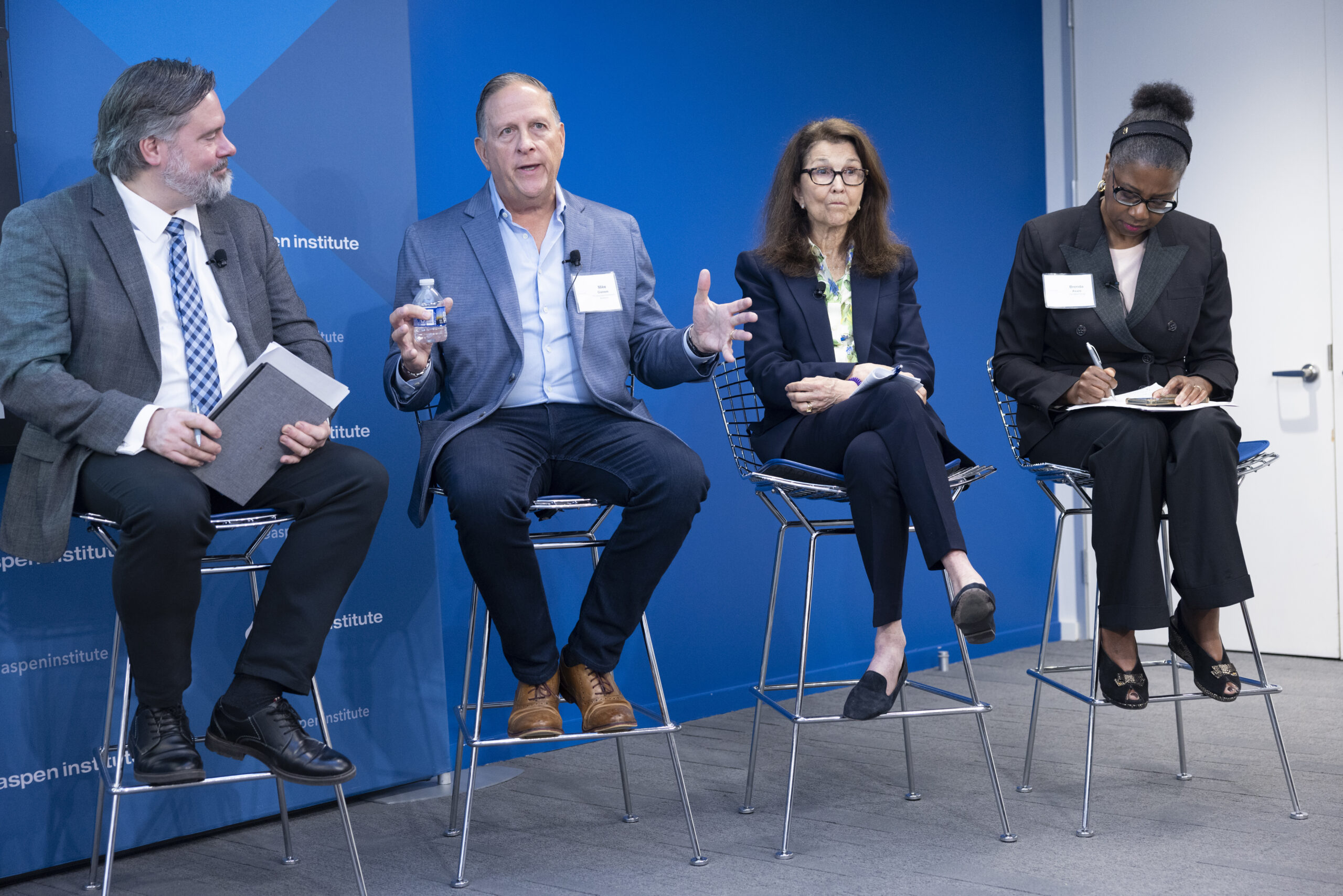 Mike Gianoni, second from left, speaking on a panel at the Aspen Institute