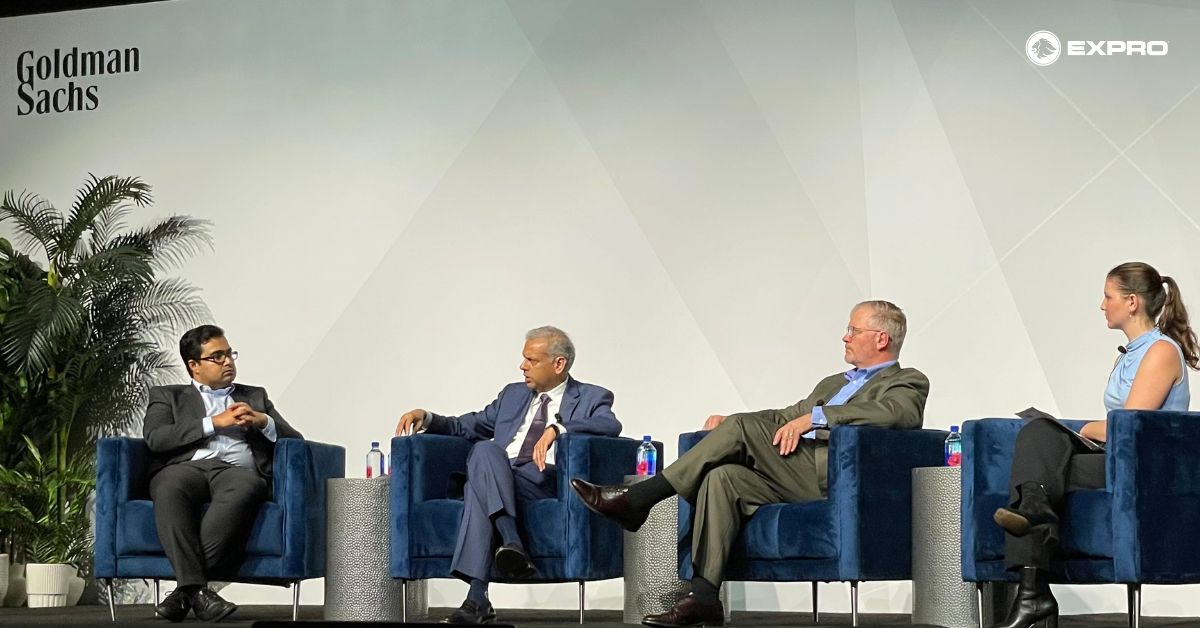 Mike Jardon, second from right, seated with fellow panelists at a Goldman Sachs energy conference