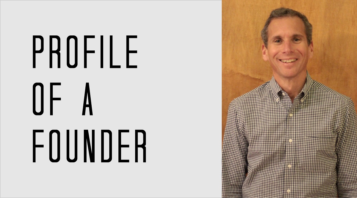 Mike Myer standing beside the words Profile of a Founder